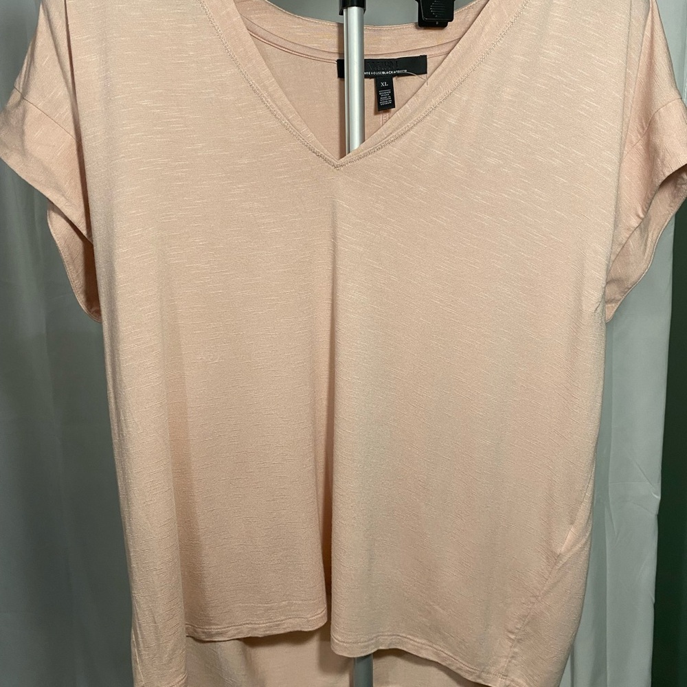 White House Black Market Light Pink V-Neck Tee!
